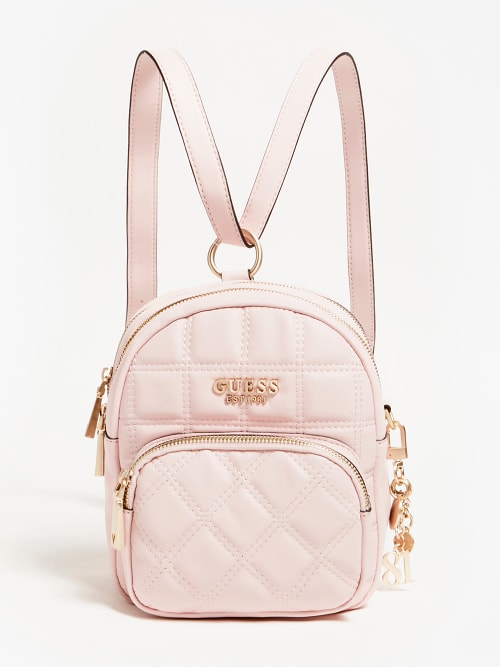 rose gold quilted backpack
